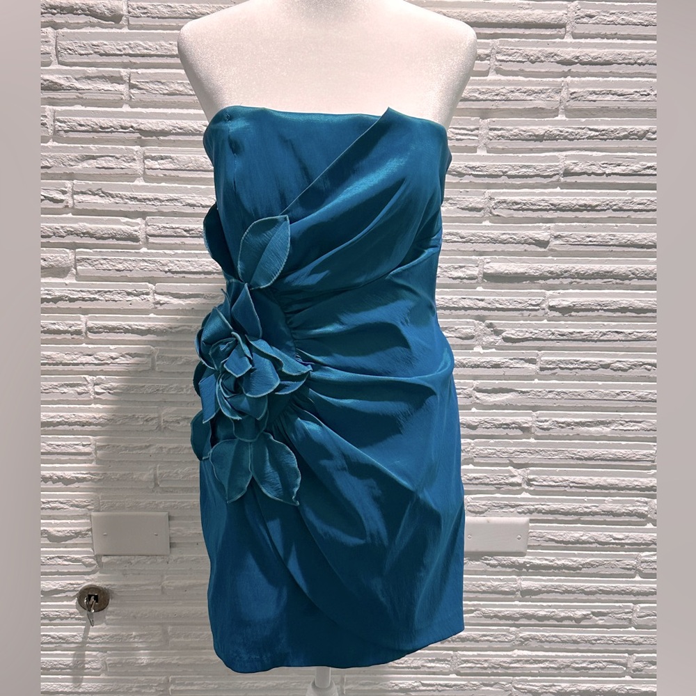 Jessica McClintock Cocktail/Wedding Dress, Size 12, Teal Blue